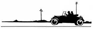 H L Oakley Collection: Silhouette, couple in an open-topped car