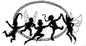 Fairyland: A silhouette of elves in front of mirror