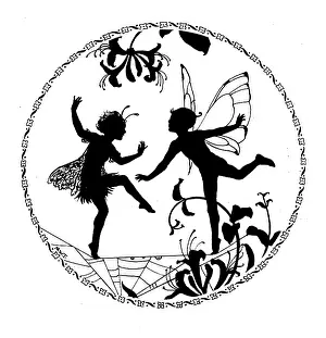 Fairyland: Silhouette of two fairies in circle