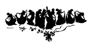 Curtsey: Silhouette of girls dancing
