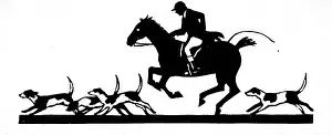 Canter: Silhouette of huntsman and hounds
