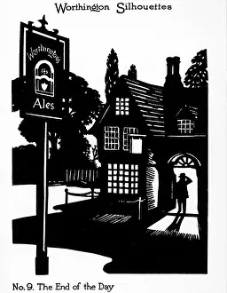 Worthington: Silhouette of a man entering a country pub