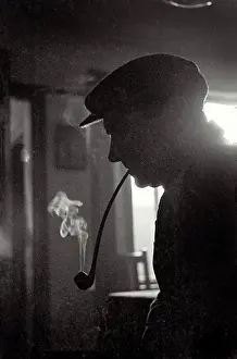 John Sadovy Collection: Silhouette of man smoking, Yorkshire