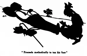 Tanning: Silhouette of a man sunbathing