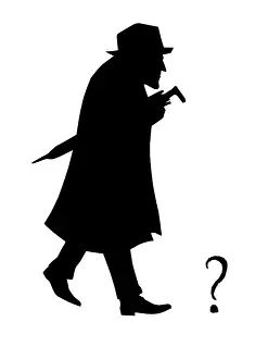 Hunched: Silhouette of man with umbrella