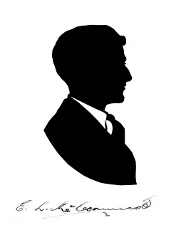 Illegible: Silhouette portrait of a man
