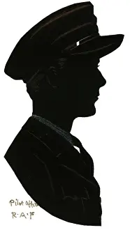 H L Oakley Collection: Silhouette of an RAF pilot officer