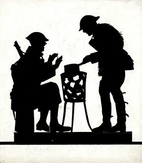 Brazier: Silhouette of two soldiers
