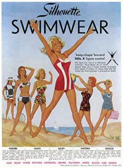 Bikinis: Silhouette swimwear advertisement, 1962