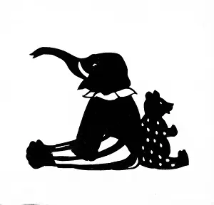 H L Oakley Collection: Silhouette of toy elephant and teddy bear