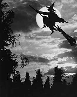 Camerique: Silhouette of Witch flying on a broom
