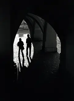 The Japics Historic Image Collection: Silhouetted figures, Lucerne, Switzerland