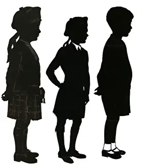 H L Oakley Collection: Silhouettes of three children
