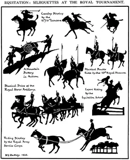 Equitation: Silhouettes of horses at the Royal Tournament