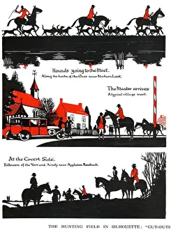 Foxhounds: Silhouettes of hunting field scenes