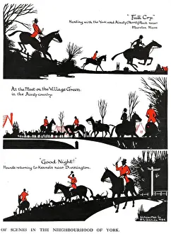 Kennels: Silhouettes of hunting field scenes