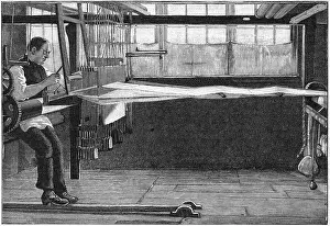 1685: Silk weaver at work in his cottage at Bethnal