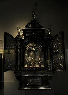 Copenhagen: Silver altar, with a frame of ebony, from the chapel of Husu