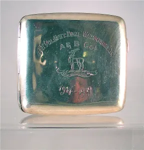 Drinkwater: Silver cigarette case presented to Private As Drinkwater