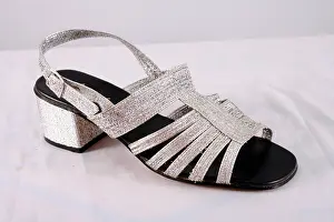 Strappy: Silver glitter slingback sandals