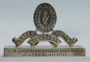 Curragh: Silver Menu holder - Ulster Volunteer Force badge
