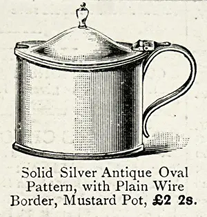 Goldsmiths: Silver mustard pot. Advertised by Goldsmiths
