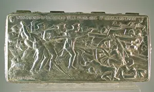 Quotation: Silver plated cigarette box with battle scene, WW1