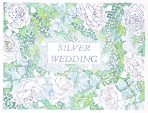 Clematis: Silver Wedding surrounded by white flowers