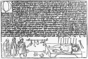 Baiting: Simon of Trent and the three pilgrims, 1477