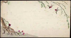 Naive: Simple Japanese print of swallows