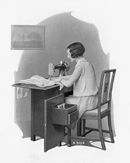 Dressmaker: Singer Sewing Machine - enclosed cabinet