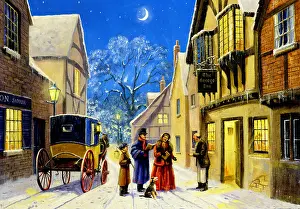 Carollers: Singing Christmas Carols on a winter's night