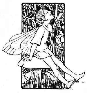 Toadstools: Singing fairy sitting on a toadstool