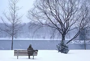 Schuylkill: Single Anonymous Silhouetted Man Sitting Alone On Cold