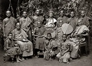 Priests: Sinhalese Buddhist Priests, Ceylon, Sri Lanka, circa 1880s