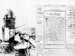 Warns: Sinking of the Lusitania, 1915