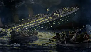 Coloring: Sinking of the ocean liner Titanic with 1500