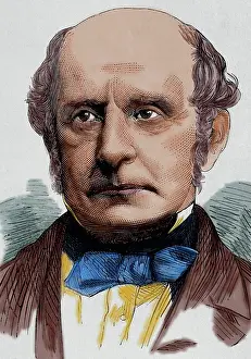 Baronet: Sir Alexander Cockburn (1802-1880). Engraving. Colored