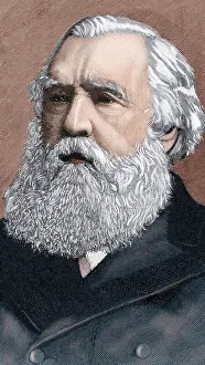 Layard: Sir Austen Henry Layard (1817-1894). Portrait. Colored engra