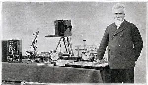 Sir Hiram Maxim in his laboratory