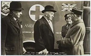 Anglo French: Sir John Simon and Mayor of Pudsey talk to Commandant Coulon