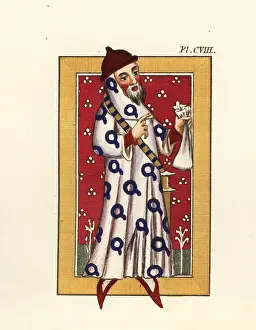 14th Century: Sir Neil Loring in robe decorated with garters