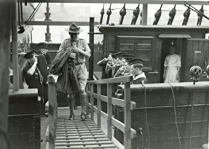 Gangplank: Sir Percy Everett piped on board RSS Discovery