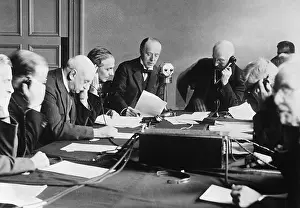 Novelty: Sir Runciman during a conference call, 1932