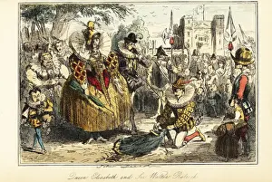 Theophilus: Sir Walter Raleigh laying his cape over a puddle for