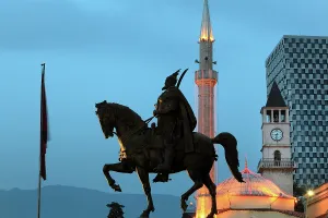 Mano: Skanderbeg statue, Skanderbeg Square, Tirana, Albania