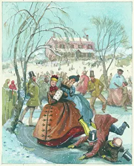 Strickland: Skating scene with mansion in the background