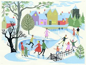 Esme: Skating scene in a village