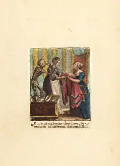 Hollar: Skeleton of Death adorning a Countess with
