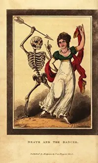 Assen: Skeleton of death aiming a dart at a woman dancing